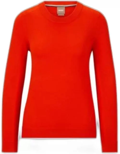 Crew-neck sweater in merino wool- Orange Women's Sweater