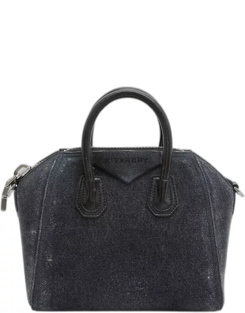 Mini Antigona Top-Handle Bag in Washed Deni