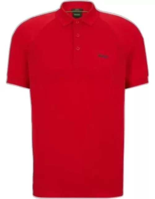 Slim-fit polo shirt with decorative reflective pattern- Red Men's Polo Shirt
