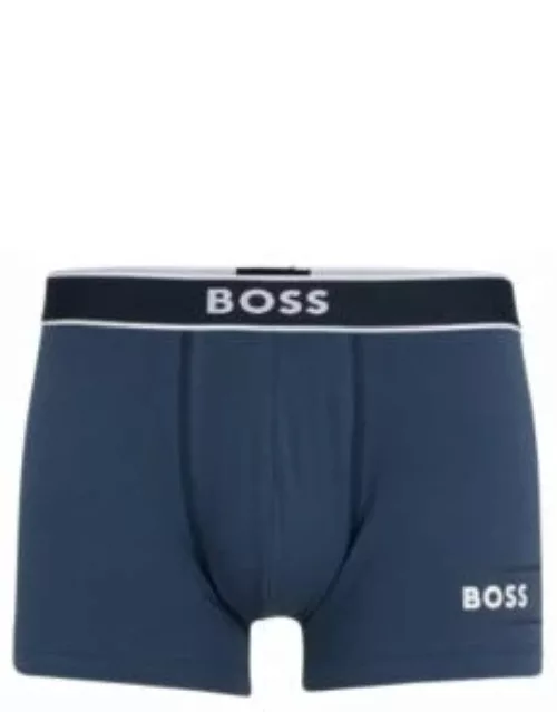 Cotton-blend trunks with stripes and logos- Light Blue Men's Underwear and Nightwear