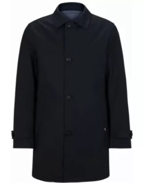 Stretch-wool regular-fit coat with zip-up inner- Dark Blue Men's Formal Coat