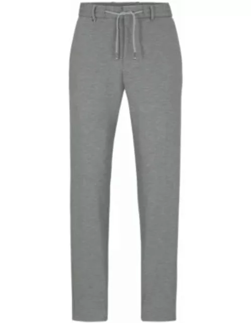 Slim-fit pants in melange interlock jersey- Silver Men's Clothing