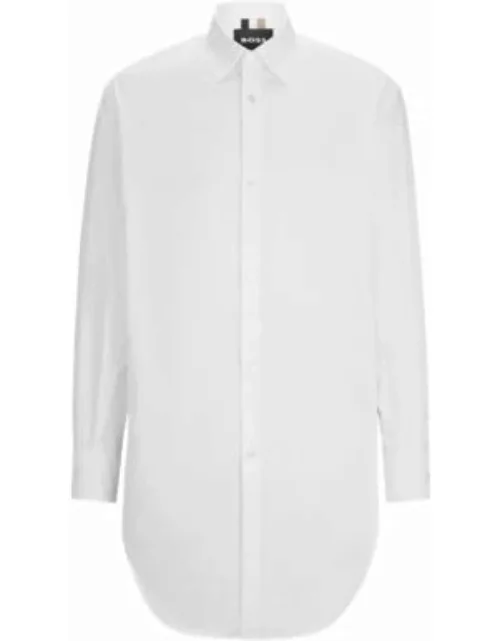 Longline regular-fit shirt in easy-iron cotton poplin- White Men's Casual Shirt