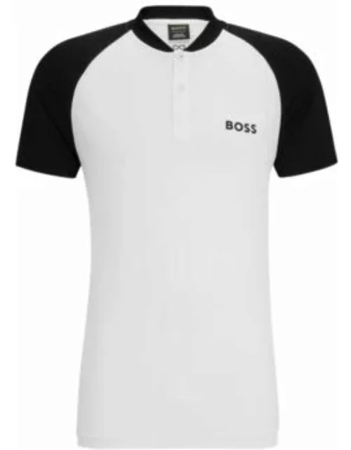 Slim-fit polo shirt with seamless knit- White Men's Polo Shirt