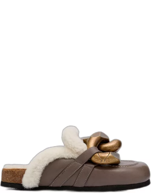Chain Loafer Shearling Mule