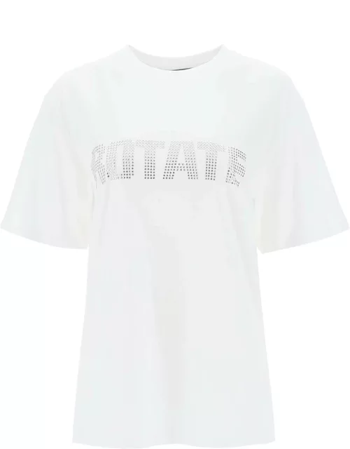 Rotate by Birger Christensen Crew-neck T-shirt With Crystal Logo