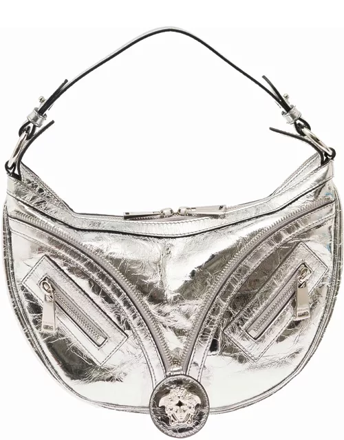 Versace hobo Silver Hand Bag With Medusa Detail In Laminated Leather Woman