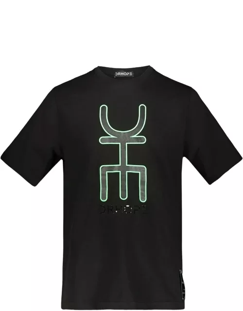 Drhope Black T-shirt With Logo Print