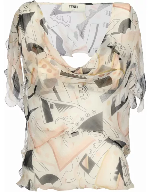 Fendi Sleeveless Crop-top In Silk