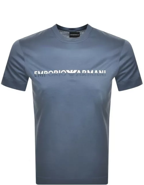 Emporio Armani Short Sleeved Logo T Shirt Blue