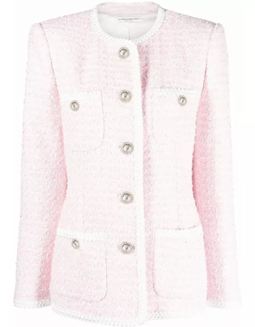 Pink tweed jacket with button