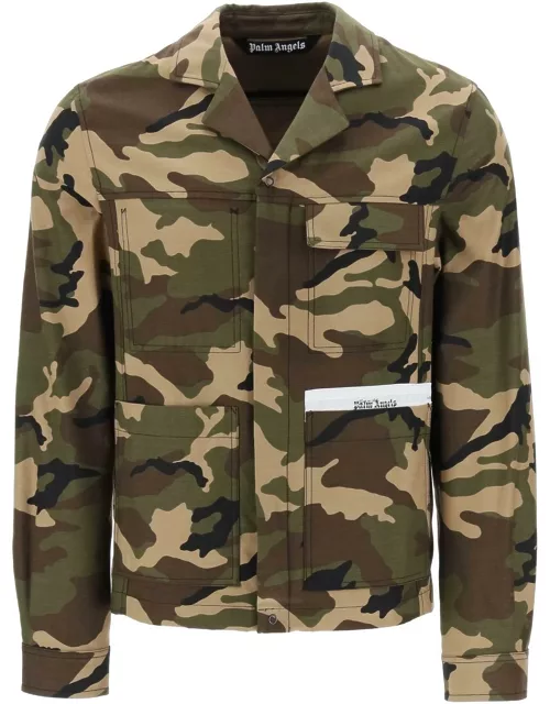 PALM ANGELS camouflage cotton work jacket