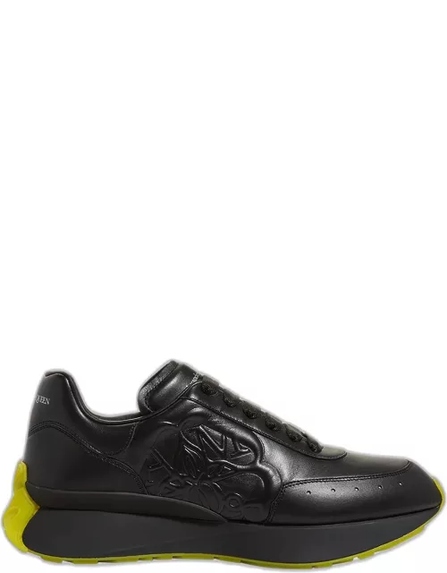 Men's Embossed Monogram Leather Runner Sneaker