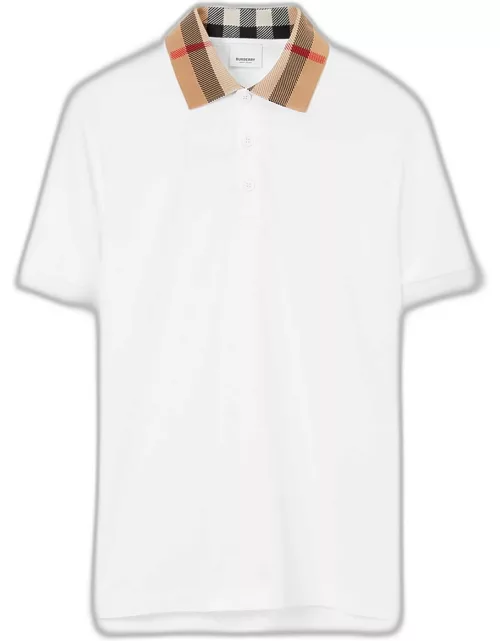 Men's Pique Polo Shirt with Check Collar