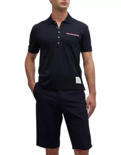 Heather Polo Shirt with Striped Pocket