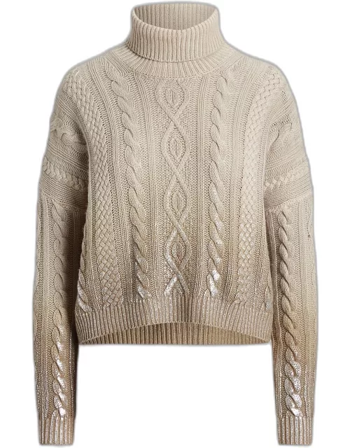 Cashmere Turtleneck Sweater with Artisanal Handpainted Detai