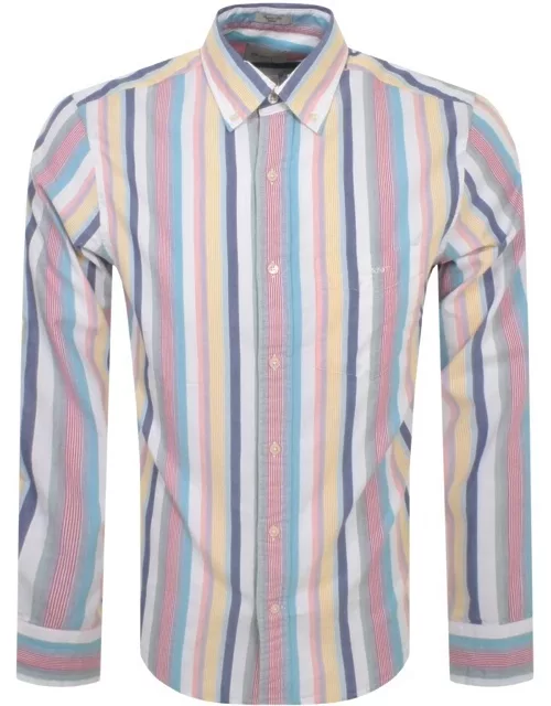 Gant Oxford Multi Stripe Long Sleeved Shirt White