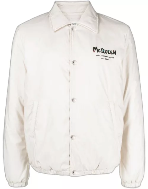 White printed bomber jacket