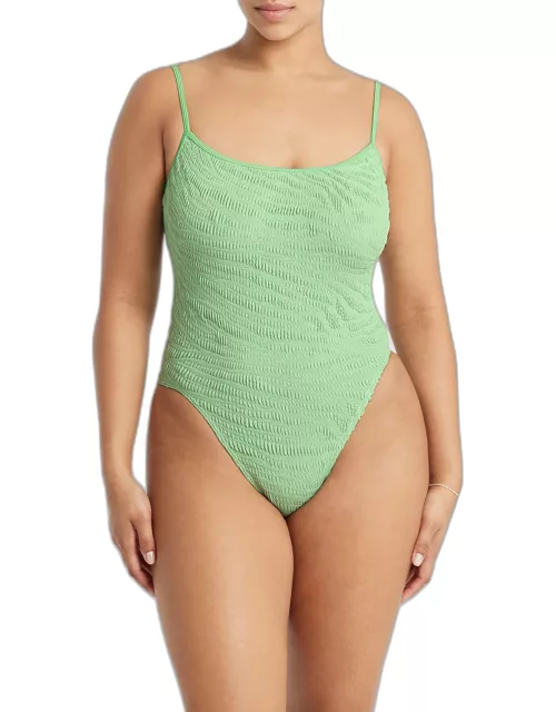 Low Palace Textured Tiger One-Piece Swimsuit (D-DD Cup)