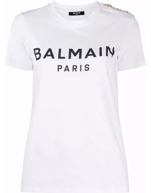 Balmain button-embellished logo-print T-shirt