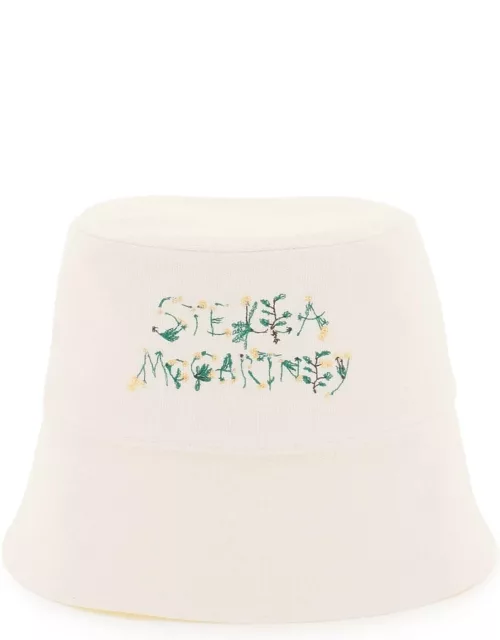 STELLA Mc CARTNEY BUCKET HAT WITH FLORAL LOGO EMBROIDERY
