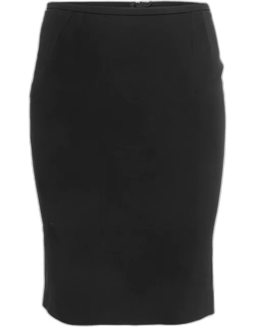 Armani Collezioni Black Crepe Knee Length Skirt