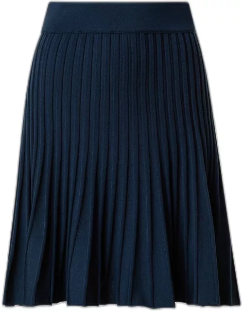 Short Sunray Rib-Knit Wool Skirt