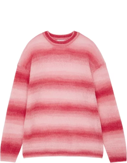Re/done Stripe-intarsia Brushed-knit Jumper - Red