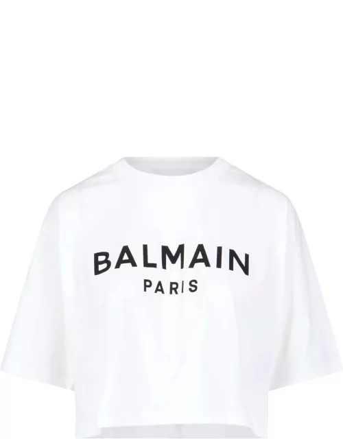 Balmain Logo Crop T-shirt