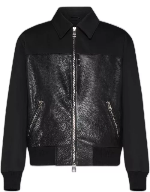 Alexander McQueen Leather And Fabric Bomber Jacket