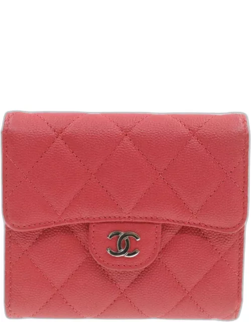 Chanel Pink Caviar Leather flap Wallet