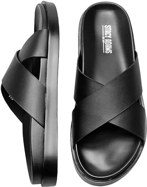 Stacy Adams Men's Montel Cross Strap Slide Sandals Black