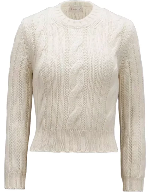 MONCLER WOMEN Cable Knit Wool Jumper White