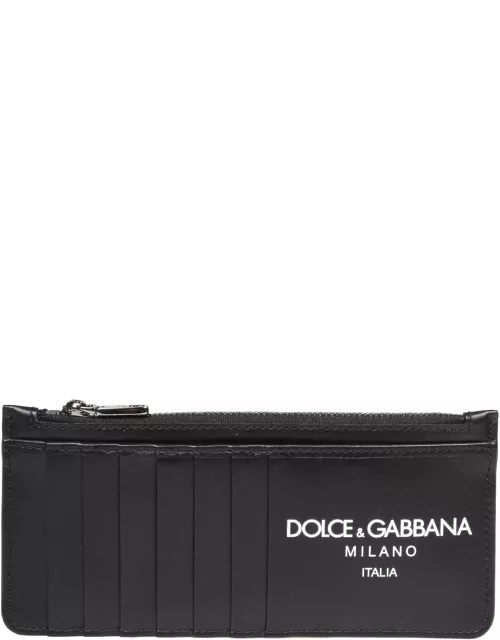 Dolce & Gabbana Calfskin Card Holder With Black Logo