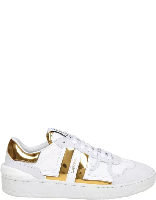 Lanvin Clay Low Top Sneakers In Mesh And Suede Color White And Gold