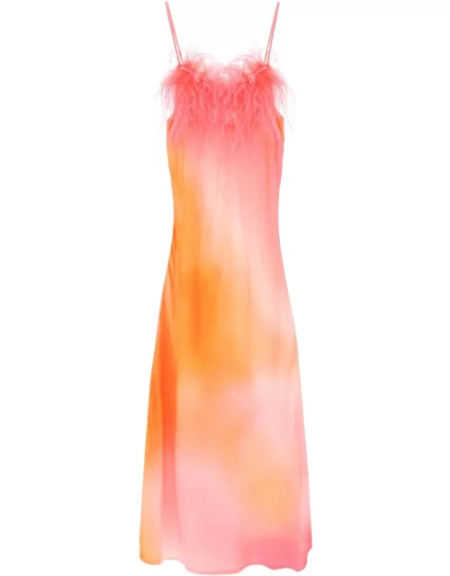 Art Dealer ella Maxi Slip Dress In Jacquard Satin With Feather