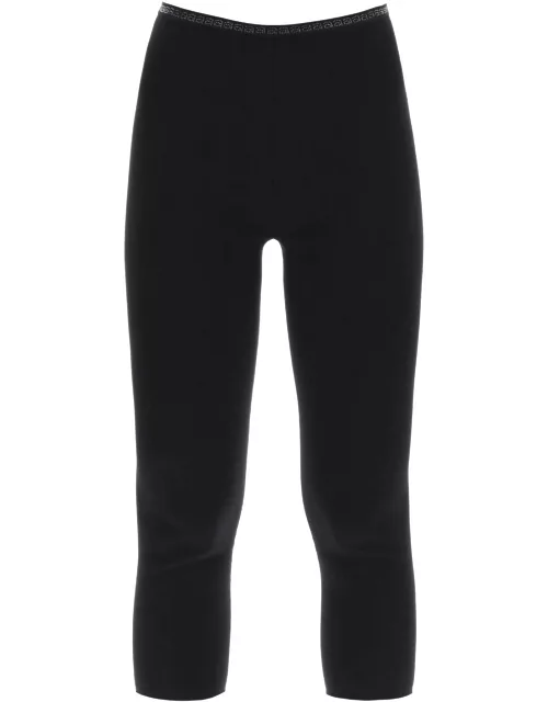 ALEXANDER WANG cropped leggings with crystal-studded logoed band