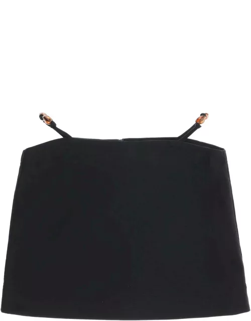 GANNI ORGANIC COTTON MINI SKIRT WITH CUT-OUT DETAIL