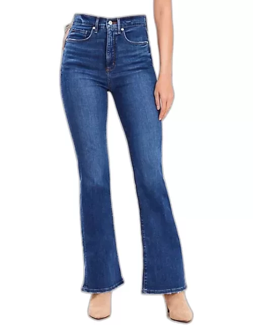 Loft High Rise Slim Flare Jeans in Classic Mid Indigo Wash