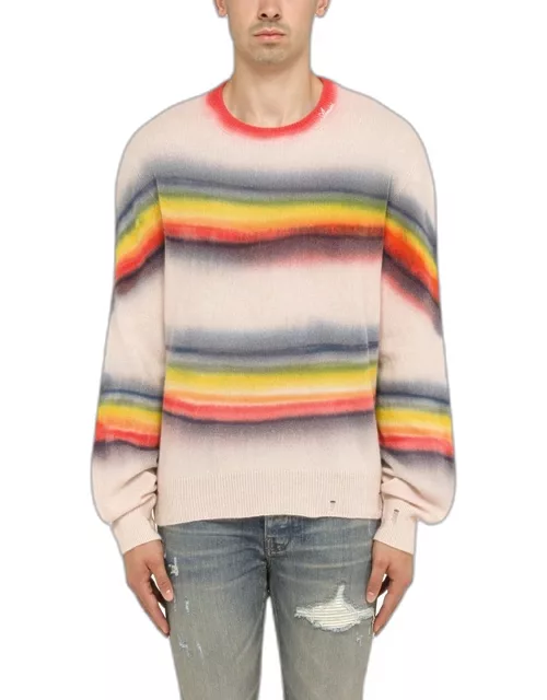 Multicoloured striped crew-neck jumper