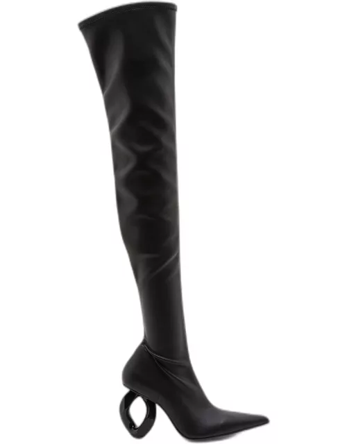 Leather Over-The-Knee Chain Boot