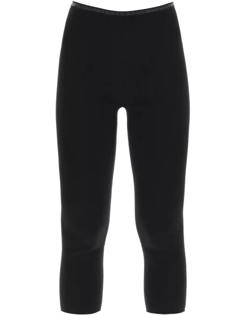 Alexander Wang Cropped Leggings With Crystal-studded Logoed Band