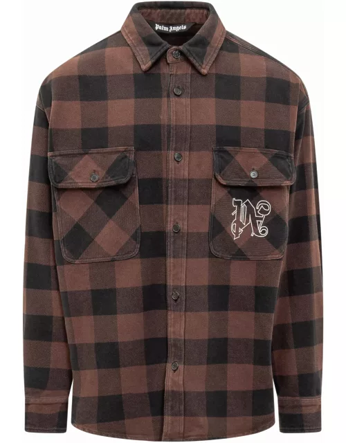 Palm Angels Flannel Overshirt With Check Motif