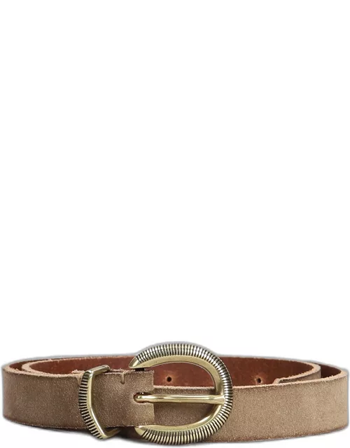 Golden Goose Cruise Belts In Taupe Suede
