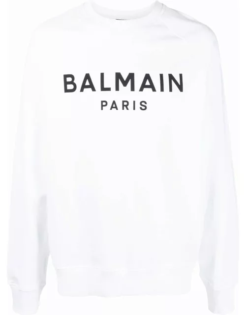 White sweatshirt with logo print