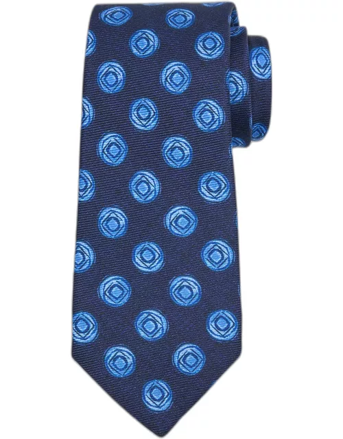 Men's Circle-Print Silk Tie