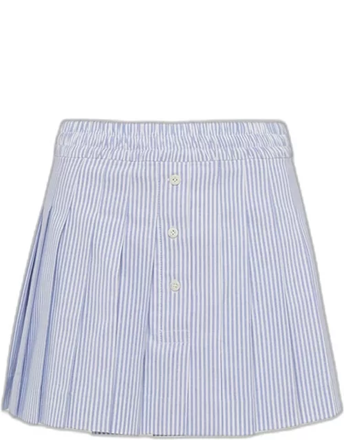 Stripe Oxford Pleated Mini Skirt