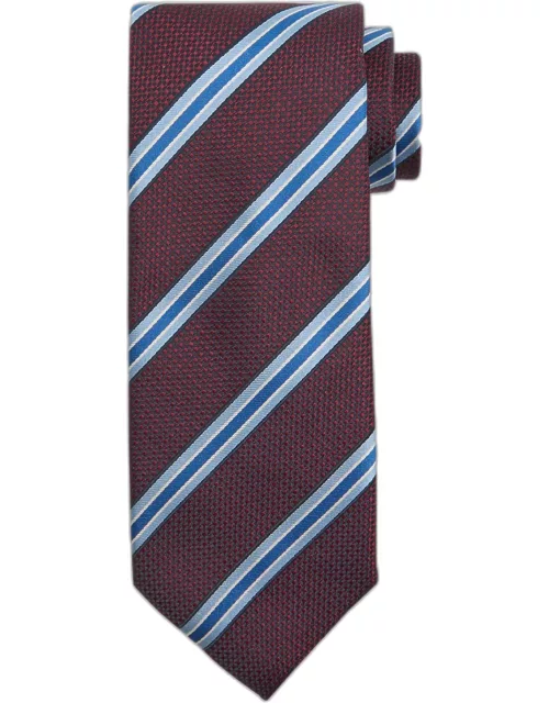 Men's Silk-Cotton Stripe Silk Tie