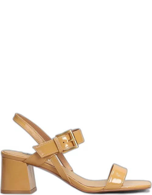 Bibi Lou Sandals In Camel Patent Leather