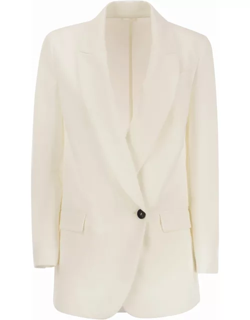 Brunello Cucinelli Stretch Cotton Interlock Couture Jacket With Jewellery